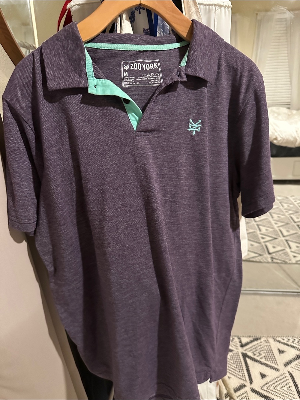 Zoo York Men's Heather Purple Polo with Mint Trim